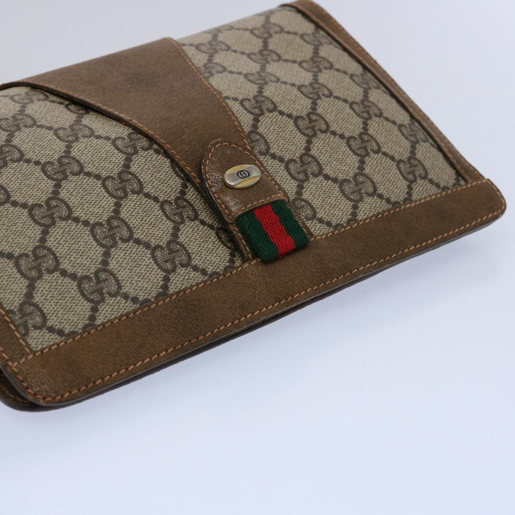 GUCCI GG Supreme Web Sherry Line Clutch Bag Beige Red Green 89 01 032 61455