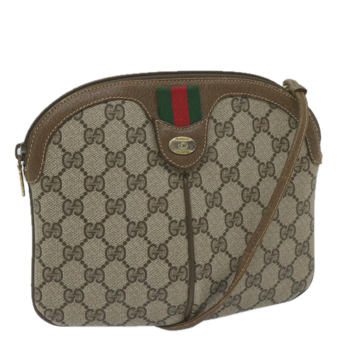 GUCCI GG Supreme Web Sherry Line Shoulder Bag Beige Red 904 02 047 61456