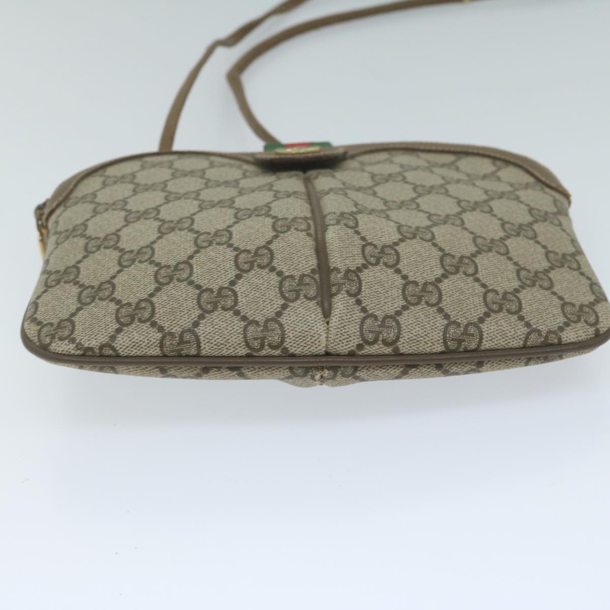 GUCCI GG Supreme Web Sherry Line Shoulder Bag Beige Red 904 02 047 61456