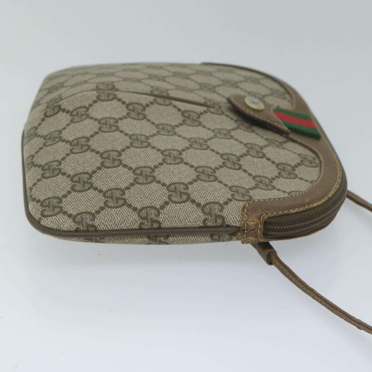 GUCCI GG Supreme Web Sherry Line Shoulder Bag Beige Red 904 02 047 61456