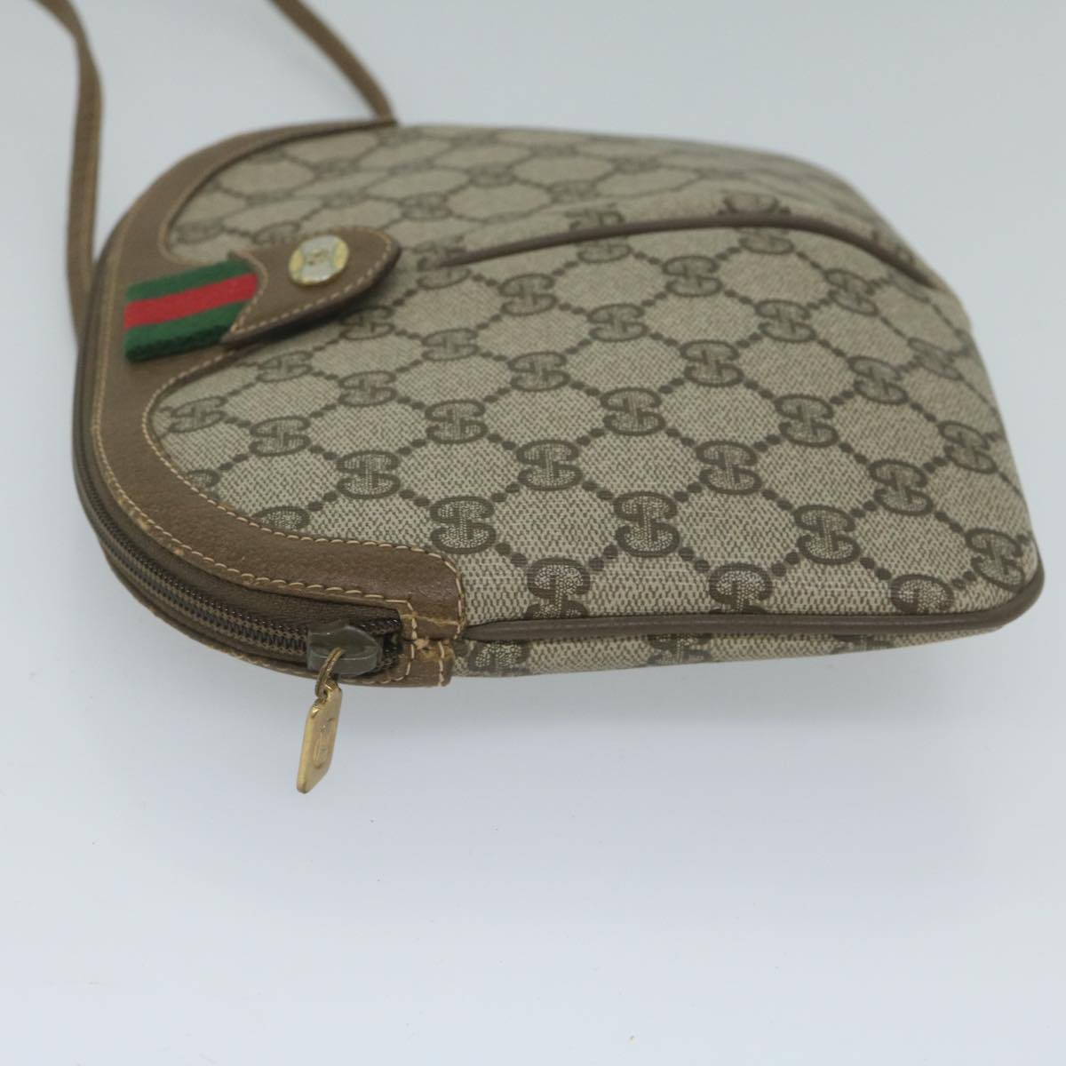 GUCCI GG Supreme Web Sherry Line Shoulder Bag Beige Red 904 02 047 61456