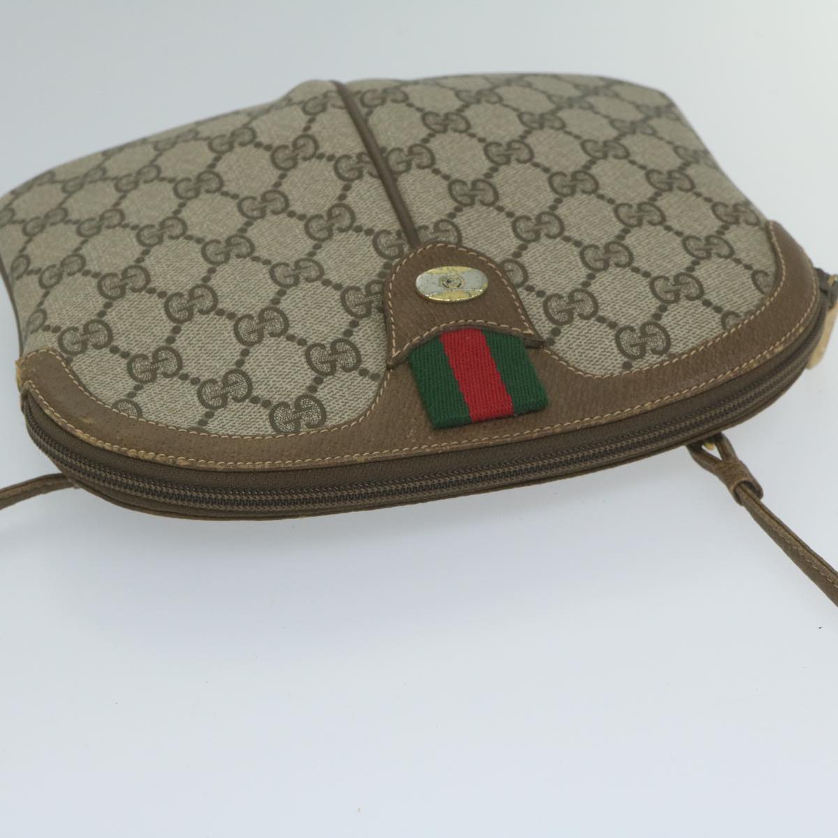 GUCCI GG Supreme Web Sherry Line Shoulder Bag Beige Red 904 02 047 61456