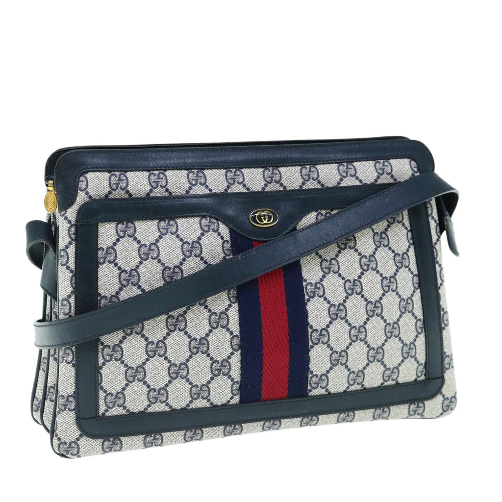 GUCCI GG Supreme Sherry Line Shoulder Bag Red Navy 010 378 61489