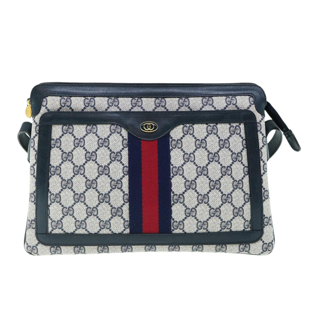 GUCCI GG Supreme Sherry Line Shoulder Bag Red Navy 010 378 61489