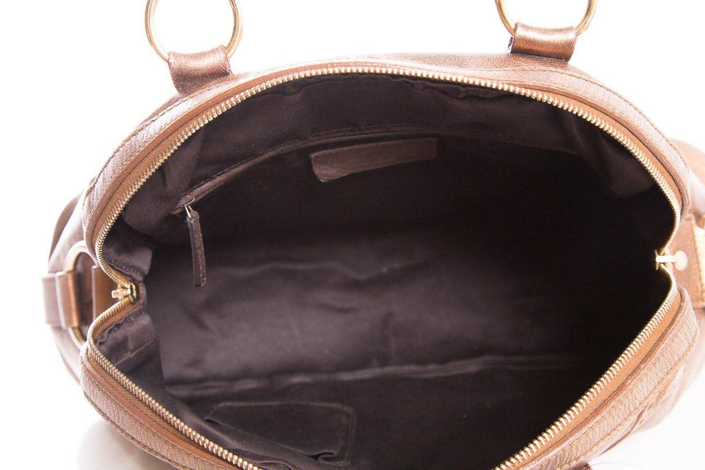 Saint Laurent Bronze Leather Dual Handle Bag