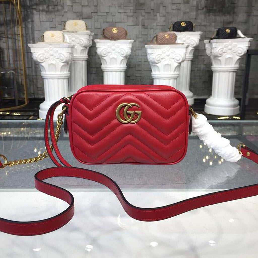 Glami Marmont MatelassÃƒÂ© Mini Bag Hibiscus Red MatelassÃƒÂ© Chevron For Women 7in/18cm Glami