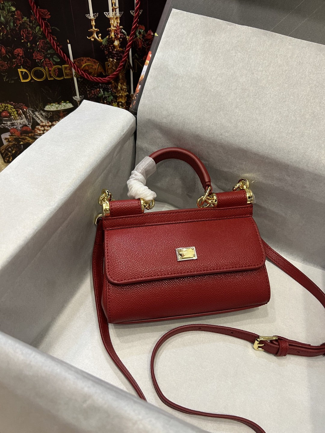 GLAMI Small Sicily Bag In Dauphine Red For Women 7.5in/19cm GLAMI