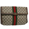 GUCCI GG Supreme Web Sherry Line Clutch Bag Beige Red Green 89 01 007 61533