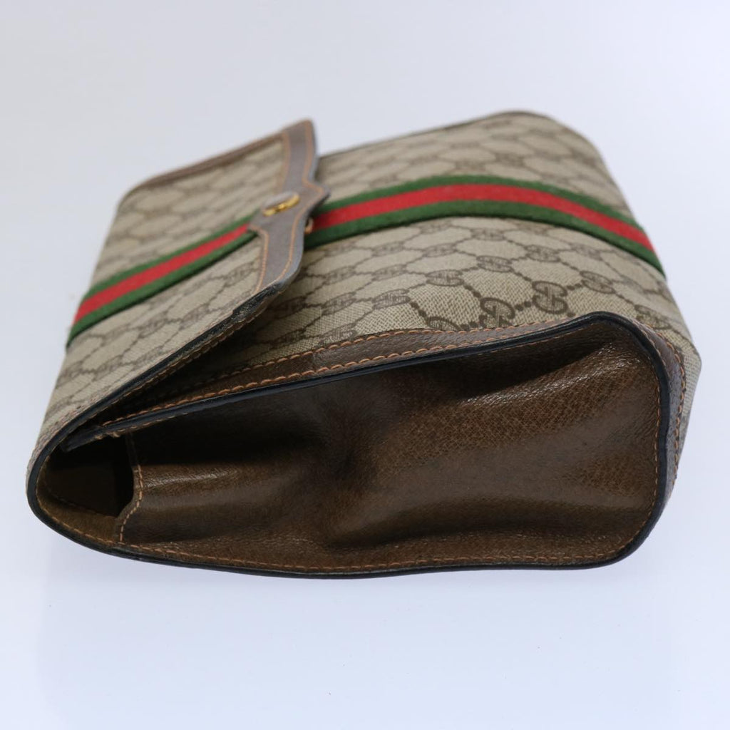 GUCCI GG Supreme Web Sherry Line Clutch Bag Beige Red Green 89 01 007 61533