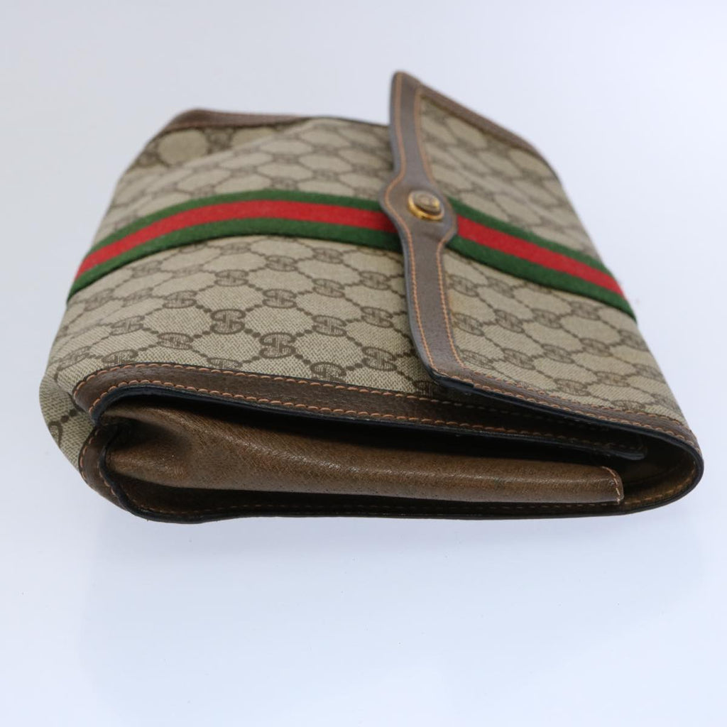 GUCCI GG Supreme Web Sherry Line Clutch Bag Beige Red Green 89 01 007 61533