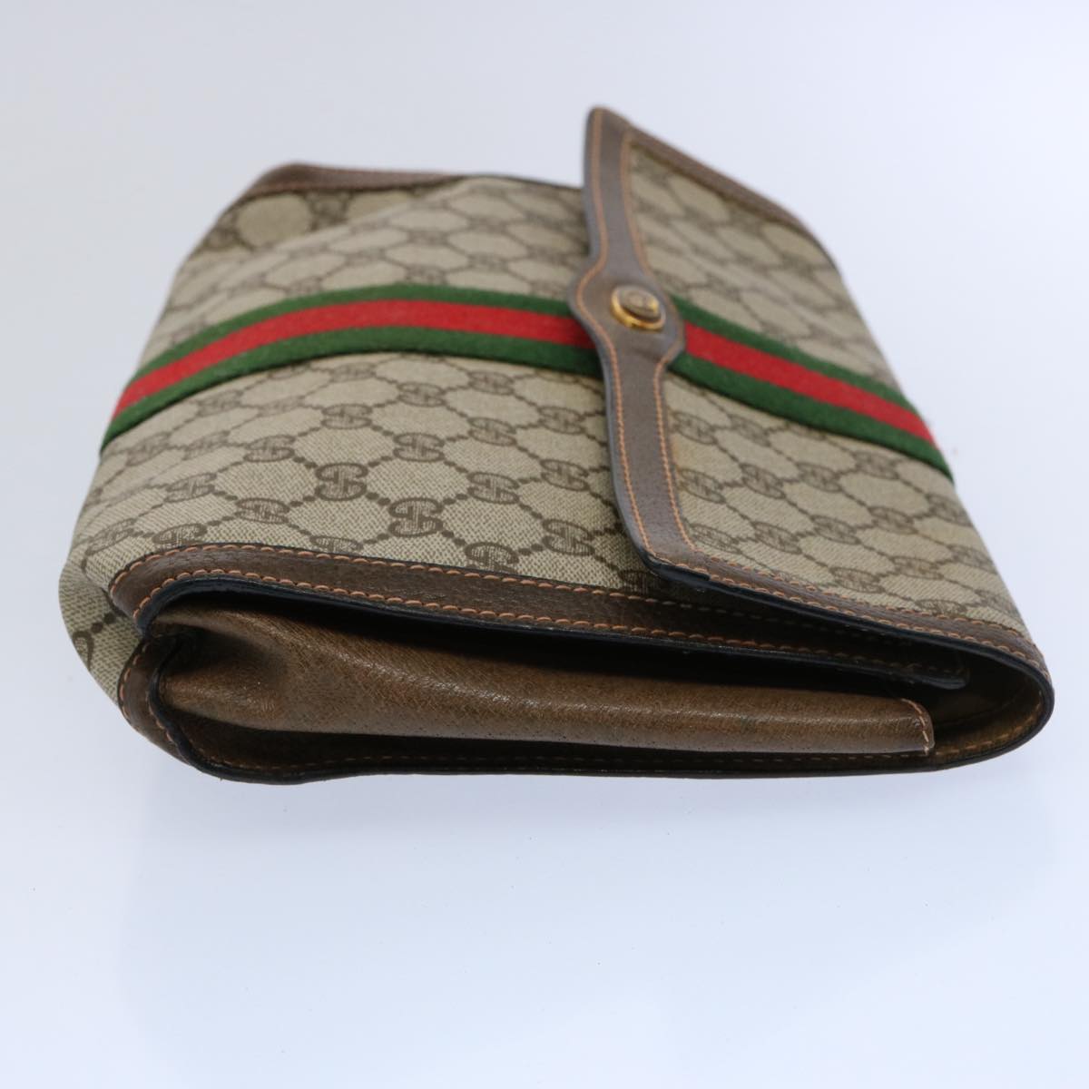 GUCCI GG Supreme Web Sherry Line Clutch Bag Beige Red Green 89 01 007 61533
