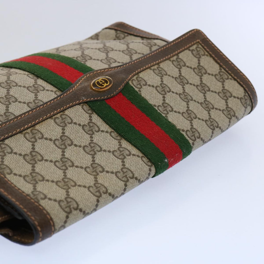 GUCCI GG Supreme Web Sherry Line Clutch Bag Beige Red Green 89 01 007 61533