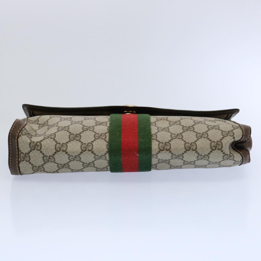 GUCCI GG Supreme Web Sherry Line Clutch Bag Beige Red Green 89 01 007 61533