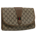 GUCCI GG Supreme Web Sherry Line Clutch Bag Beige Red Green 89 01 030 61534