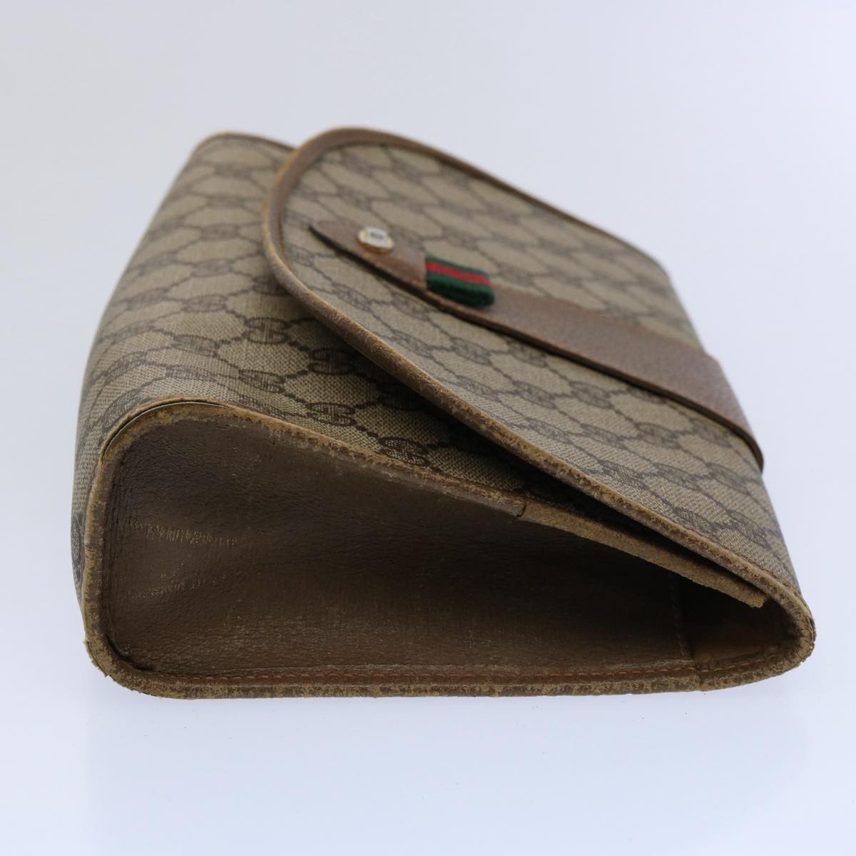 GUCCI GG Supreme Web Sherry Line Clutch Bag Beige Red Green 89 01 030 61534
