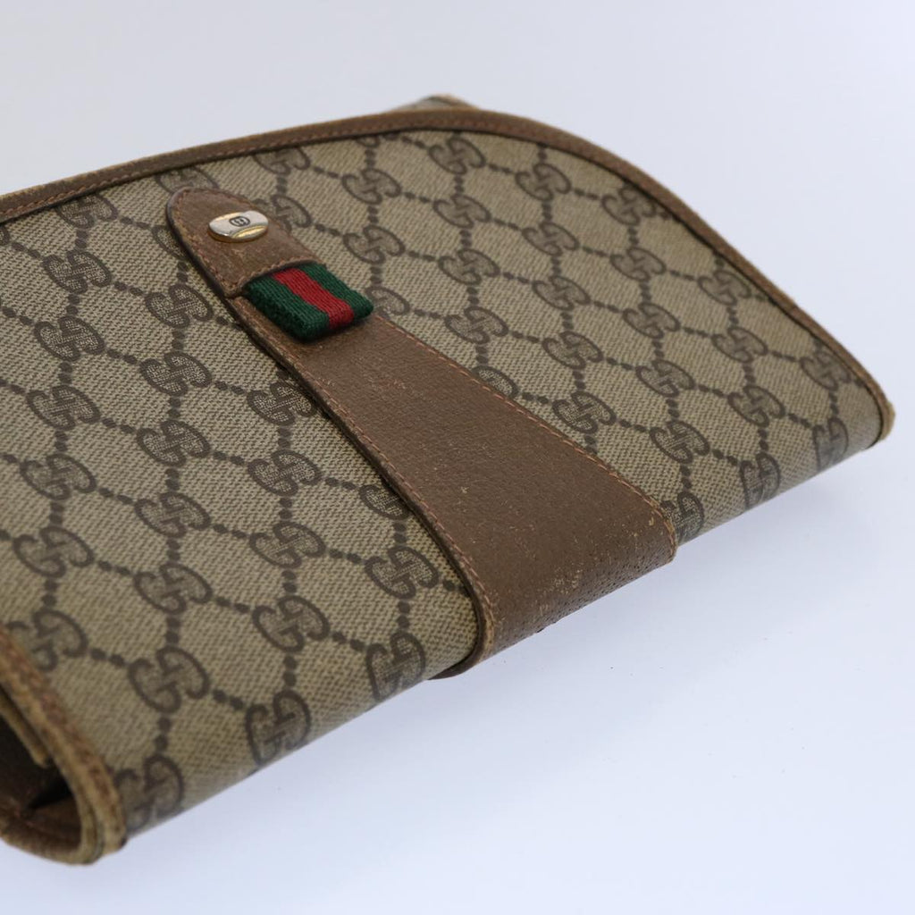 GUCCI GG Supreme Web Sherry Line Clutch Bag Beige Red Green 89 01 030 61534