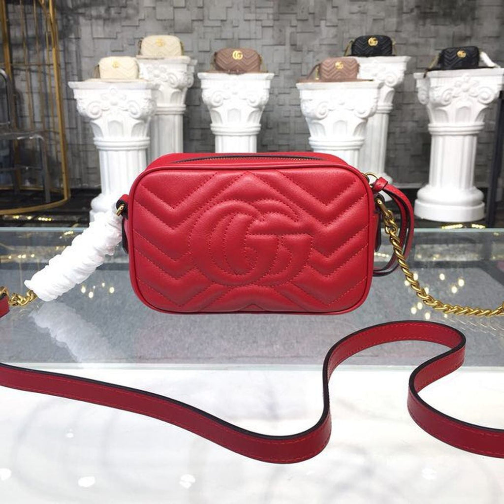 Glami Marmont MatelassÃƒÂ© Mini Bag Hibiscus Red MatelassÃƒÂ© Chevron For Women 7in/18cm Glami