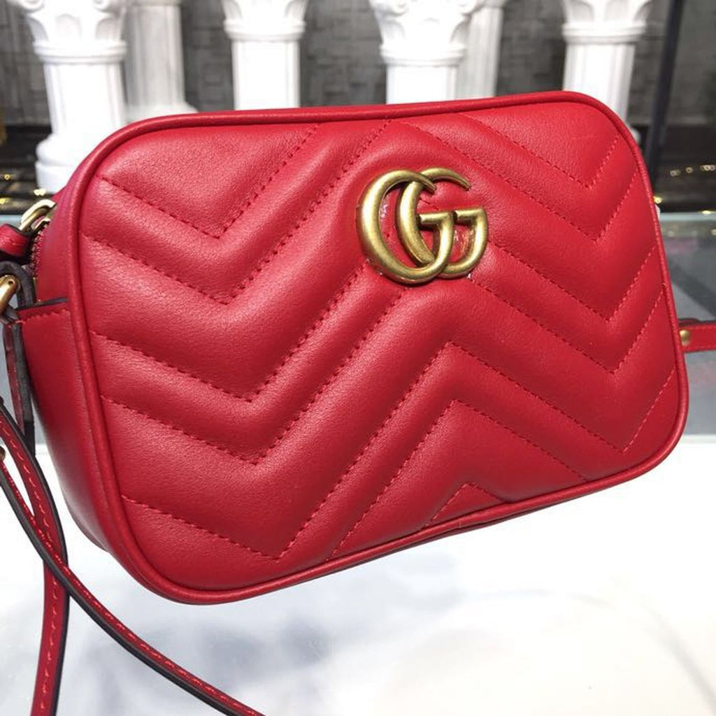 Glami Marmont MatelassÃƒÂ© Mini Bag Hibiscus Red MatelassÃƒÂ© Chevron For Women 7in/18cm Glami