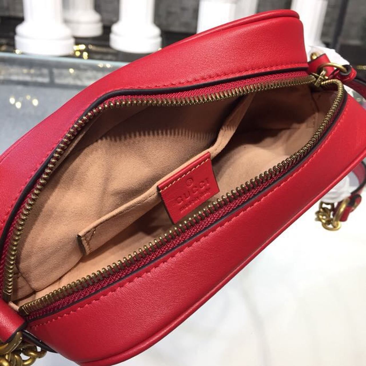 Glami Marmont MatelassÃƒÂ© Mini Bag Hibiscus Red MatelassÃƒÂ© Chevron For Women 7in/18cm Glami