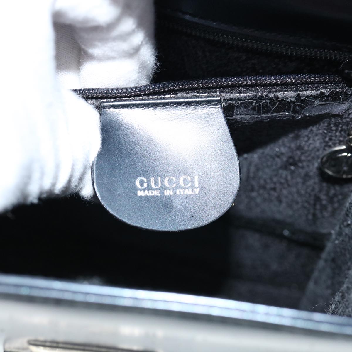GUCCI Hand Bag Patent leather 2way Black 61541