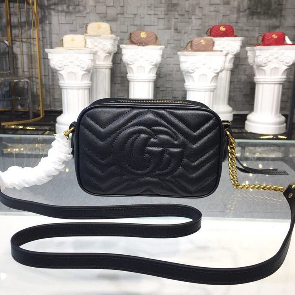 Glami Marmont MatelassÃƒÂ© Mini Bag Black MatelassÃƒÂ© Chevron For Women 7in/18cm Glami 448065 DTD1T 1000