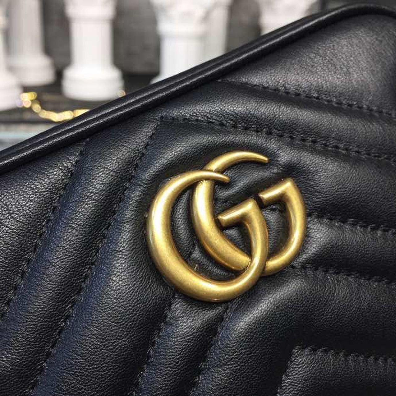 Glami Marmont MatelassÃƒÂ© Mini Bag Black MatelassÃƒÂ© Chevron For Women 7in/18cm Glami 448065 DTD1T 1000