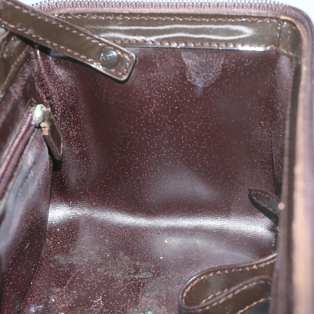 GUCCI Vanity Bamboo Cosmetic Pouch Patent leather Brown 013 0406 2490 61575
