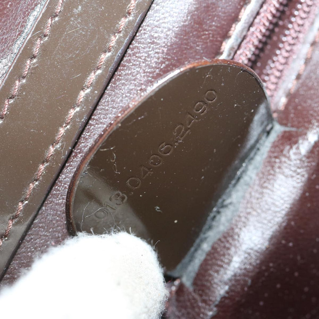 GUCCI Vanity Bamboo Cosmetic Pouch Patent leather Brown 013 0406 2490 61575