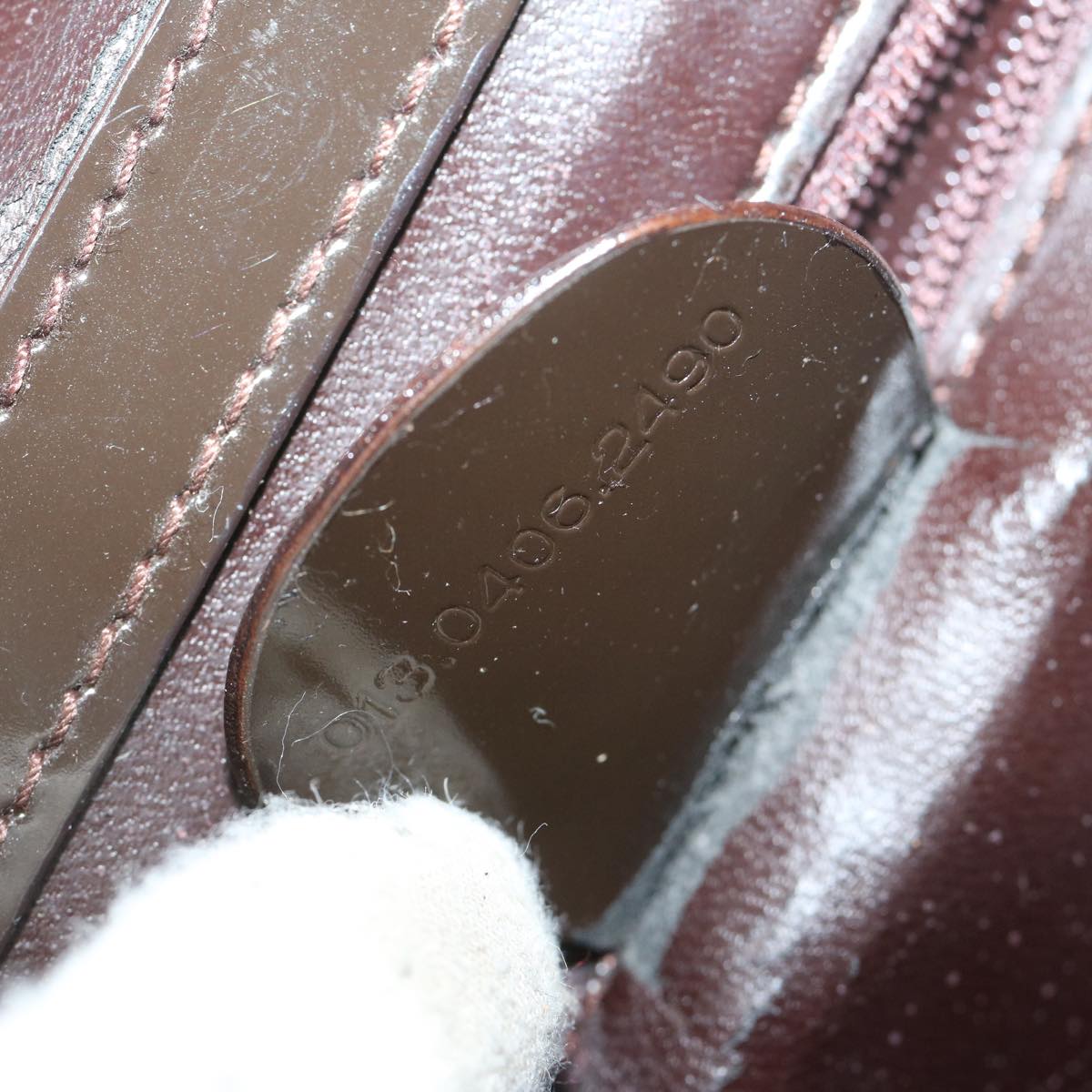 GUCCI Vanity Bamboo Cosmetic Pouch Patent leather Brown 013 0406 2490 61575