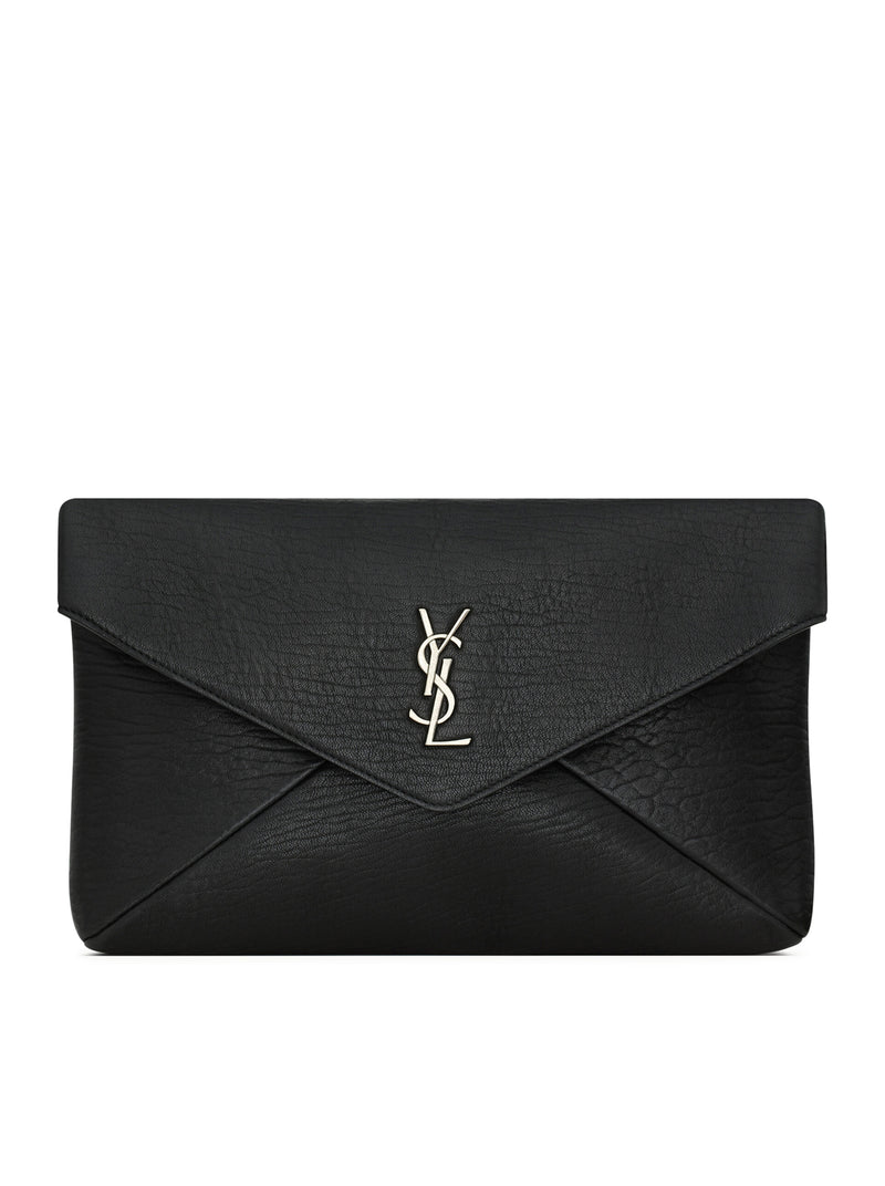 Saint Laurent Men Large Cassandre Envelope Clutch In Hammered Lambskin