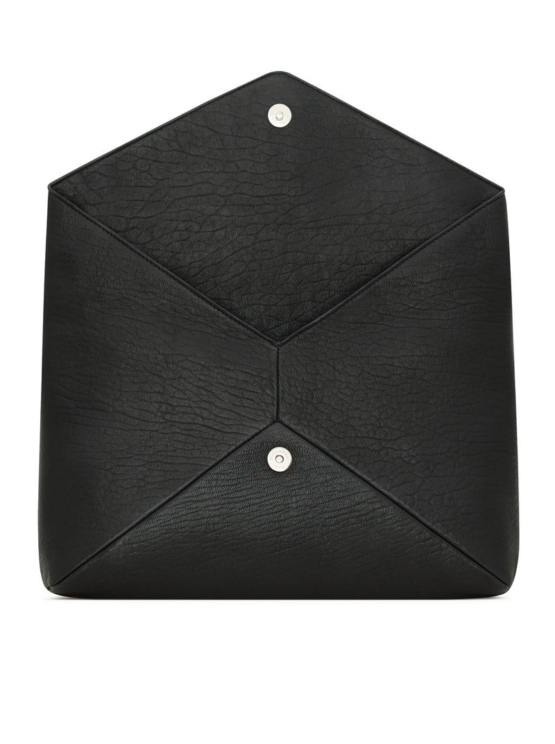 Saint Laurent Men Large Cassandre Envelope Clutch In Hammered Lambskin