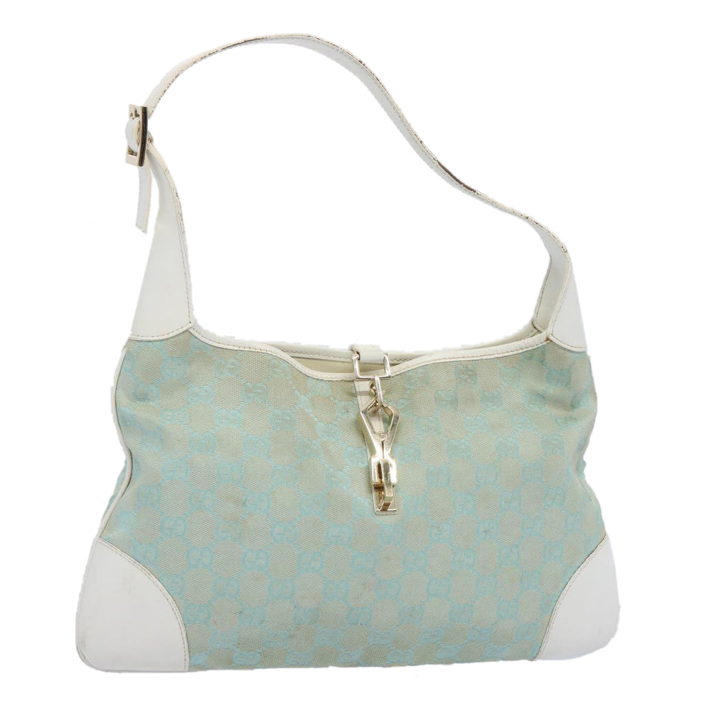 GUCCI GG Canvas Jackie Shoulder Bag Light Blue 001 4057 61650