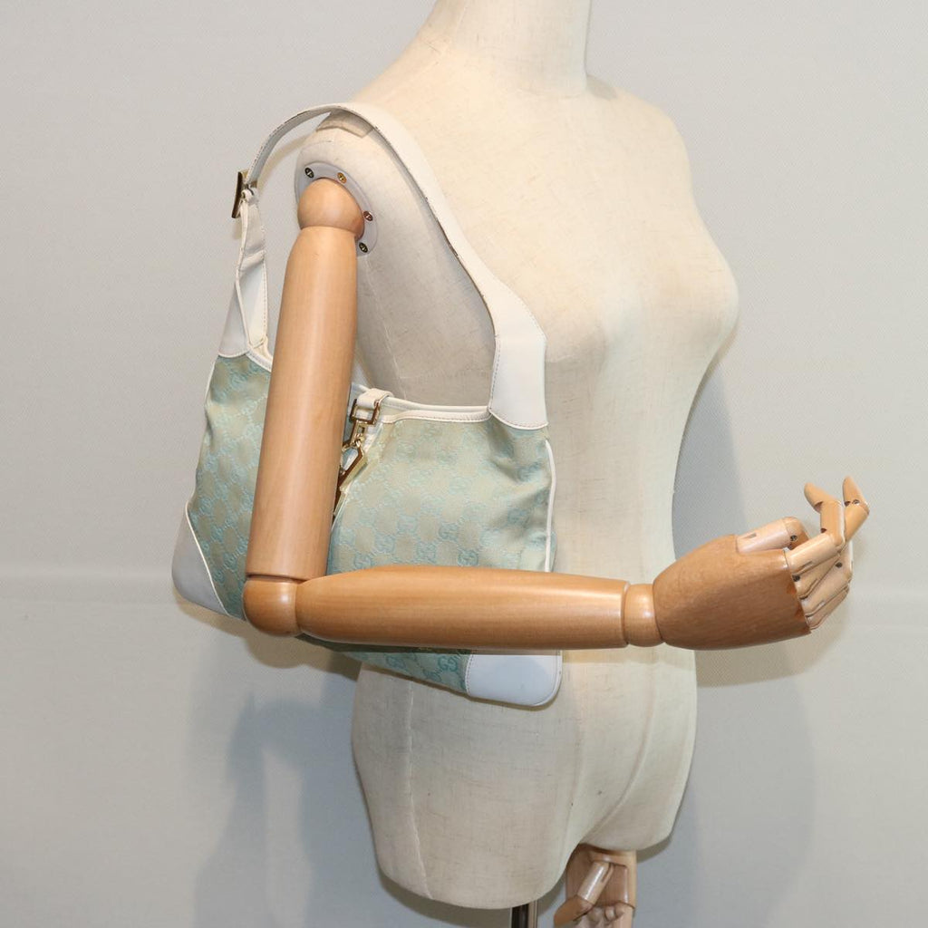 GUCCI GG Canvas Jackie Shoulder Bag Light Blue 001 4057 61650