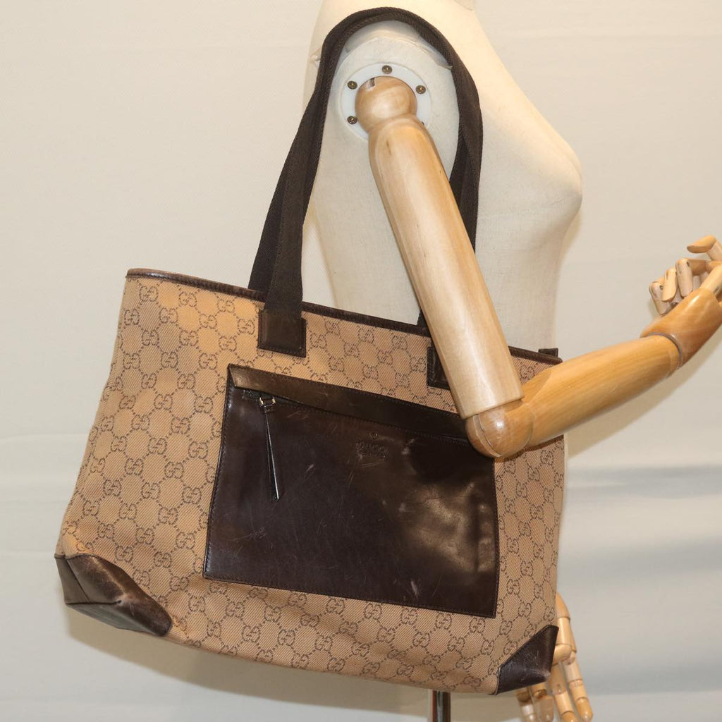 GUCCI GG Canvas Tote Bag Brown 61657