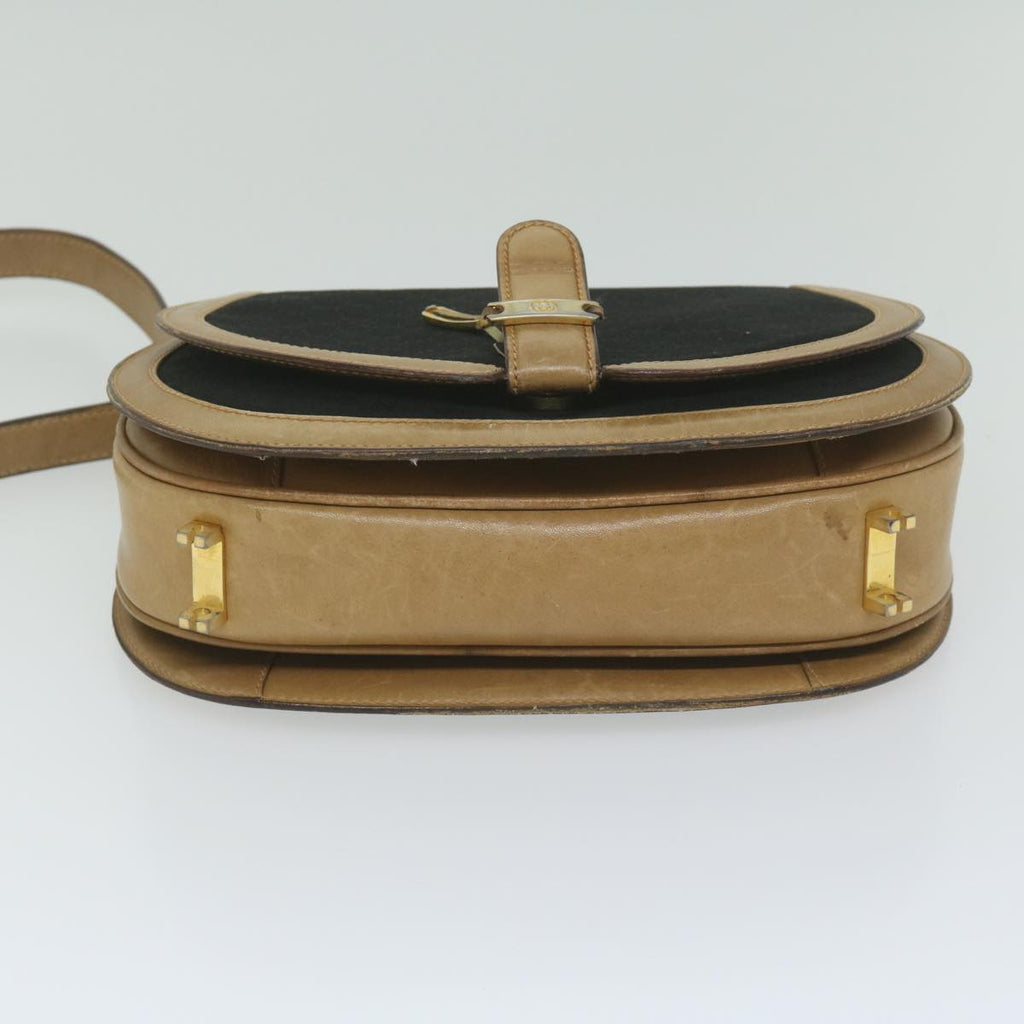 GUCCI Micro GG Canvas Shoulder Bag Black Beige 61694