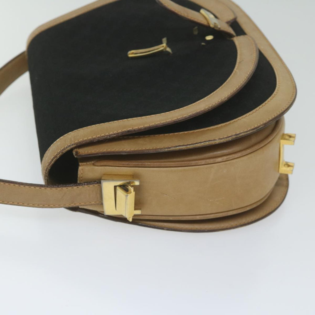 GUCCI Micro GG Canvas Shoulder Bag Black Beige 61694