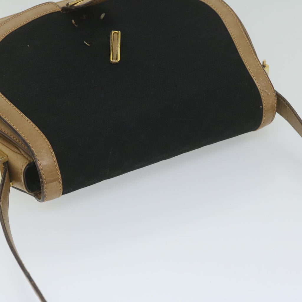 GUCCI Micro GG Canvas Shoulder Bag Black Beige 61694