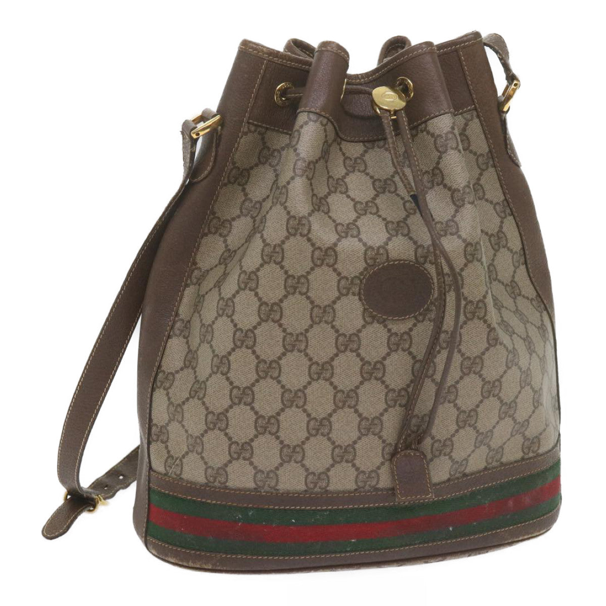 GUCCI GG Supreme Web Sherry Line Shoulder Bag Beige Red 001 116 0933 61702