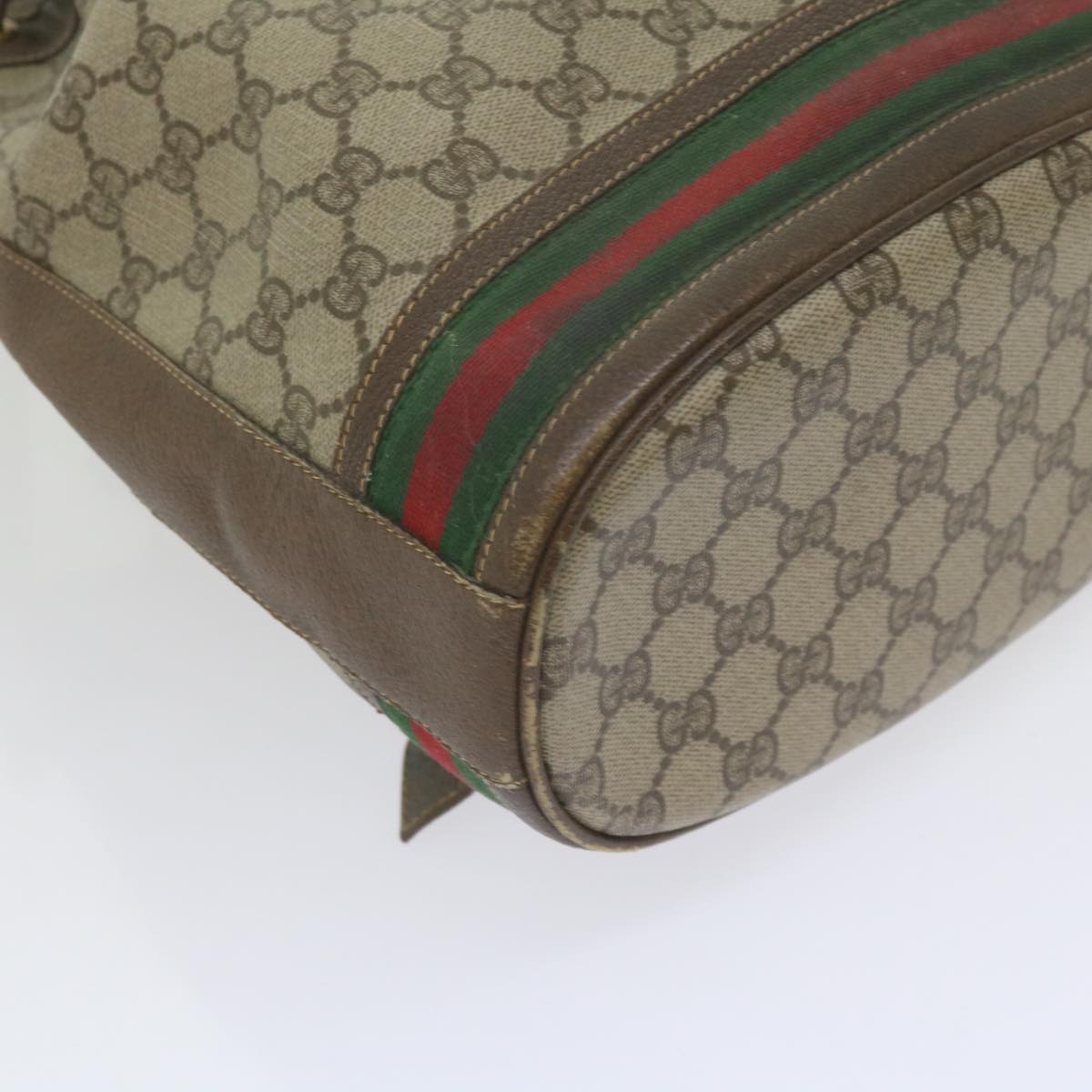 GUCCI GG Supreme Web Sherry Line Shoulder Bag Beige Red 001 116 0933 61702