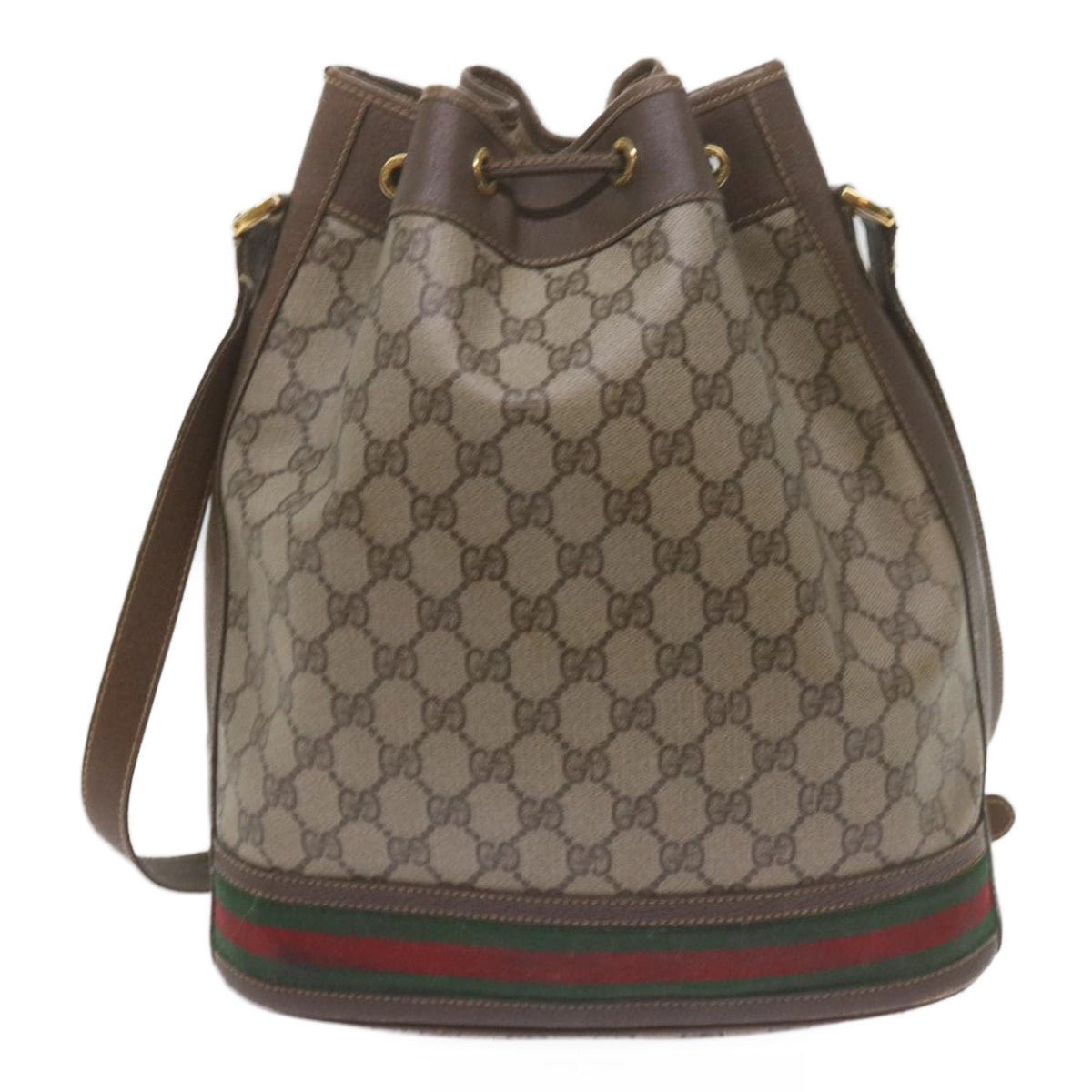 GUCCI GG Supreme Web Sherry Line Shoulder Bag Beige Red 001 116 0933 61702