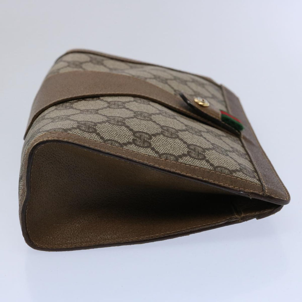 GUCCI GG Supreme Web Sherry Line Clutch Bag Beige Red Green 89 01 032 61756