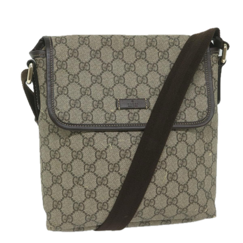 GUCCI GG Supreme Shoulder Bag PVC Leather Beige 223666 61785