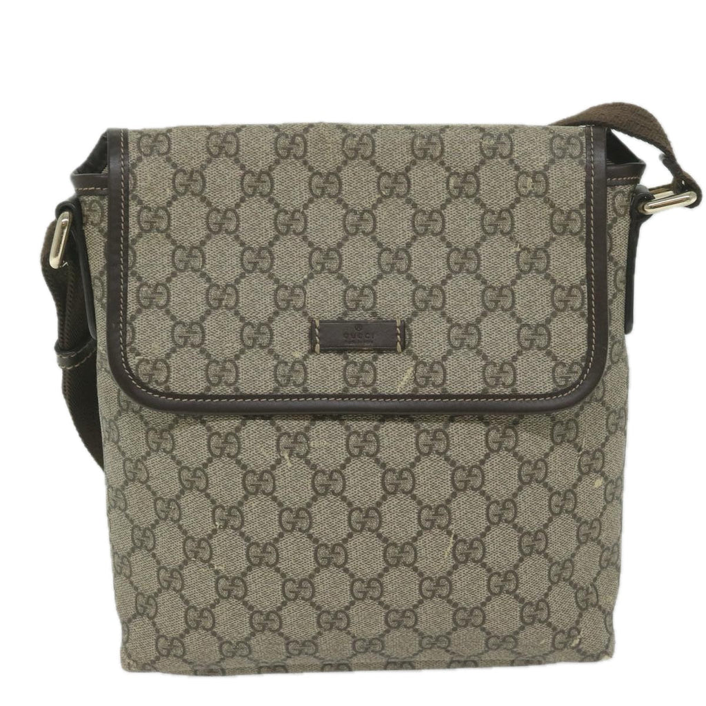 GUCCI GG Supreme Shoulder Bag PVC Leather Beige 223666 61785