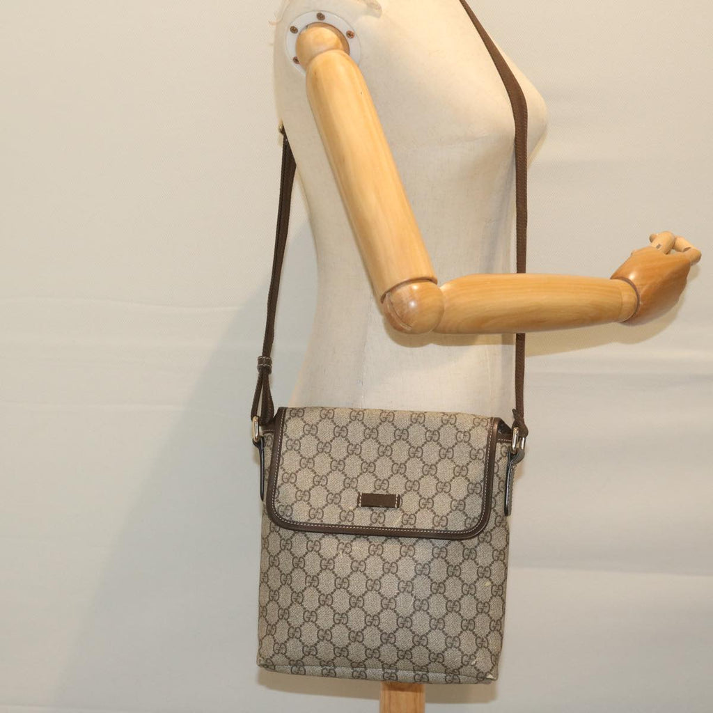 GUCCI GG Supreme Shoulder Bag PVC Leather Beige 223666 61785