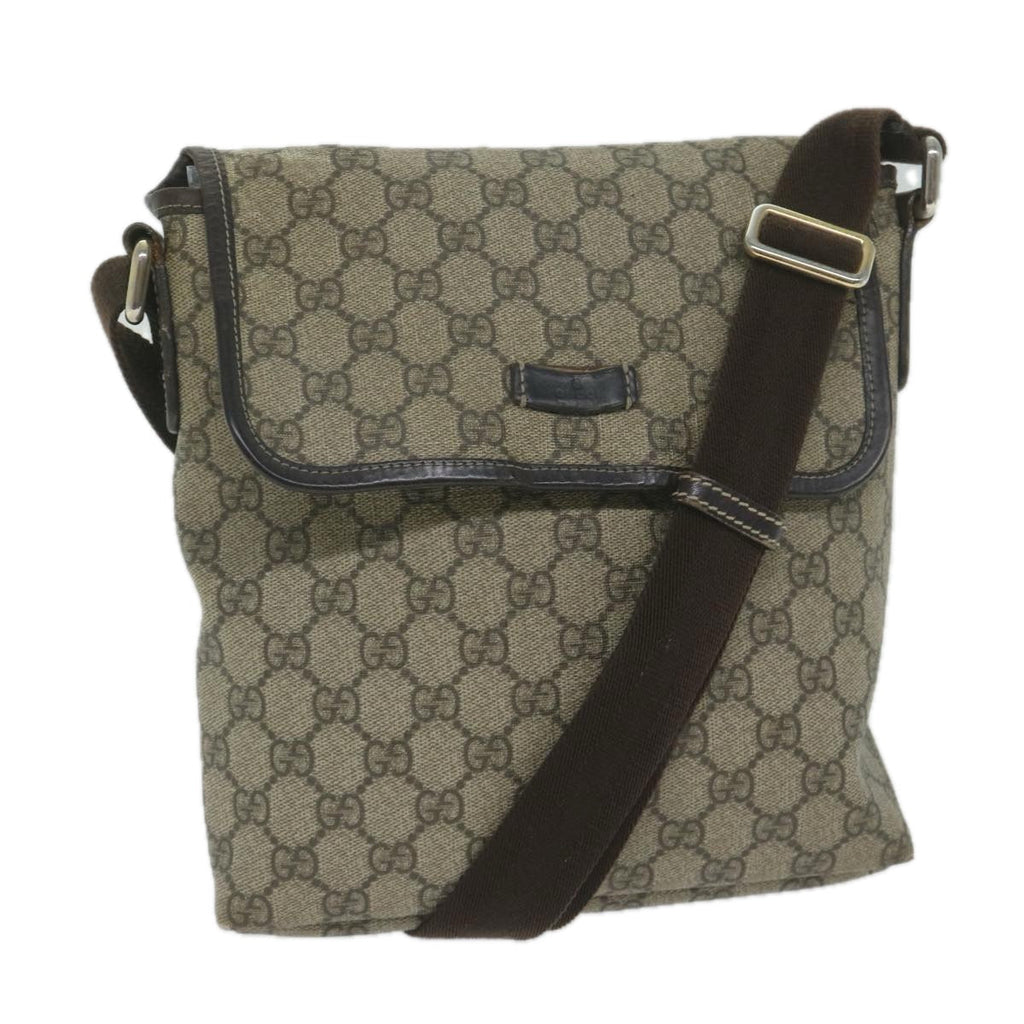 GUCCI GG Supreme Shoulder Bag PVC Leather Beige 223666 61786