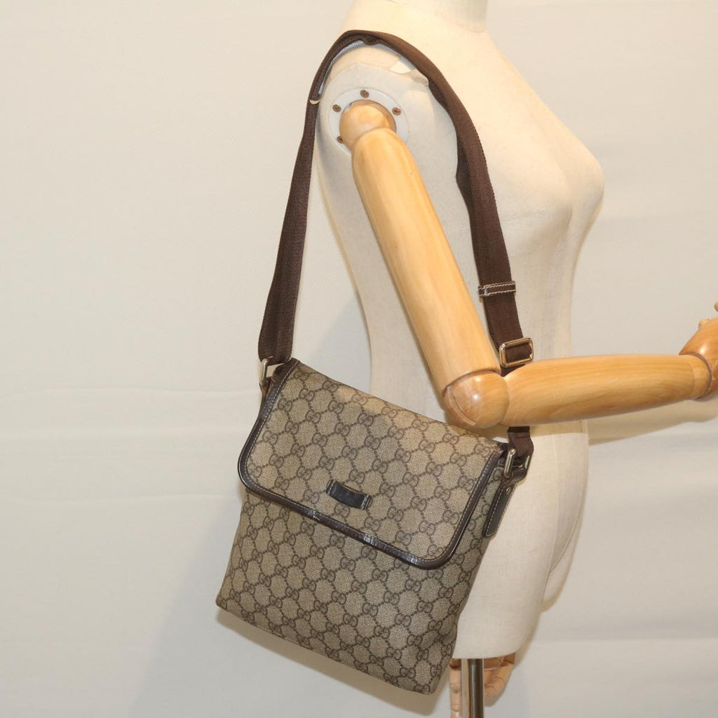 GUCCI GG Supreme Shoulder Bag PVC Leather Beige 223666 61786
