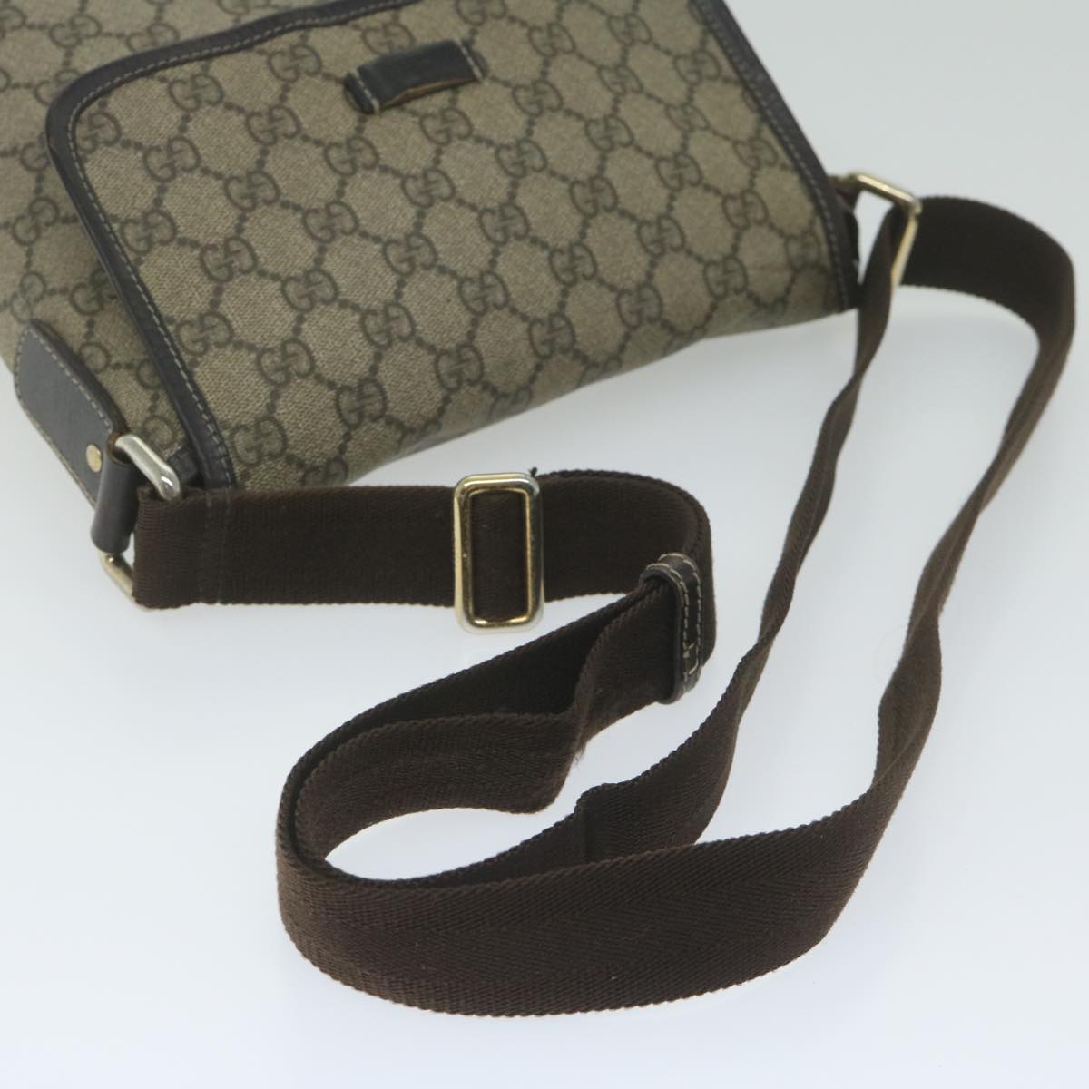 GUCCI GG Supreme Shoulder Bag PVC Leather Beige 223666 61786