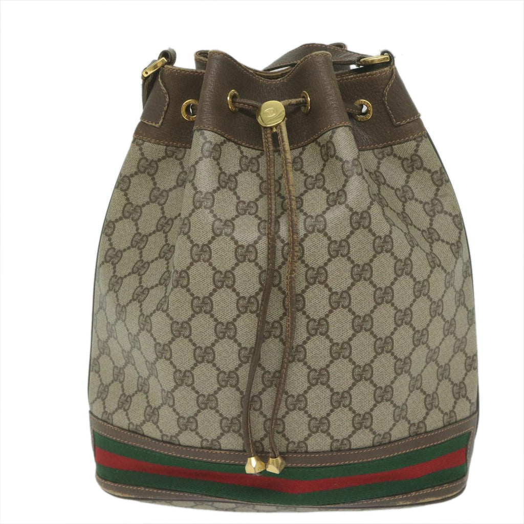 GUCCI GG Supreme Web Sherry Line Shoulder Bag Beige Red 164 02 085 61841
