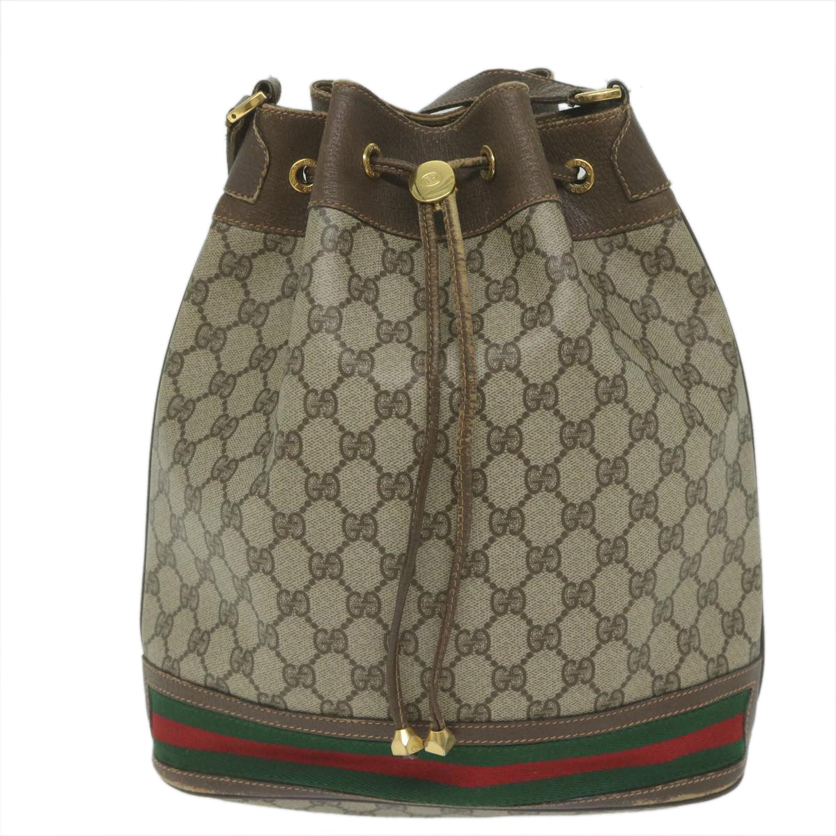 GUCCI GG Supreme Web Sherry Line Shoulder Bag Beige Red 164 02 085 61841