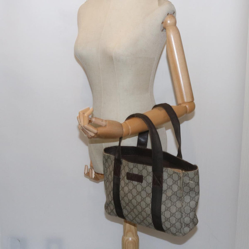 GUCCI GG Supreme Hand Bag PVC Leather Beige 141976 61845